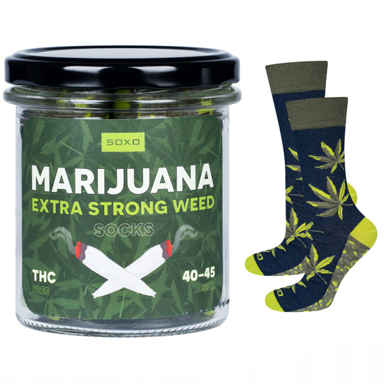 spa pm Calcetines coloridos de SOXO GOOD STUFF marijuana en un frasco de algodon 23843 4 Marihuana